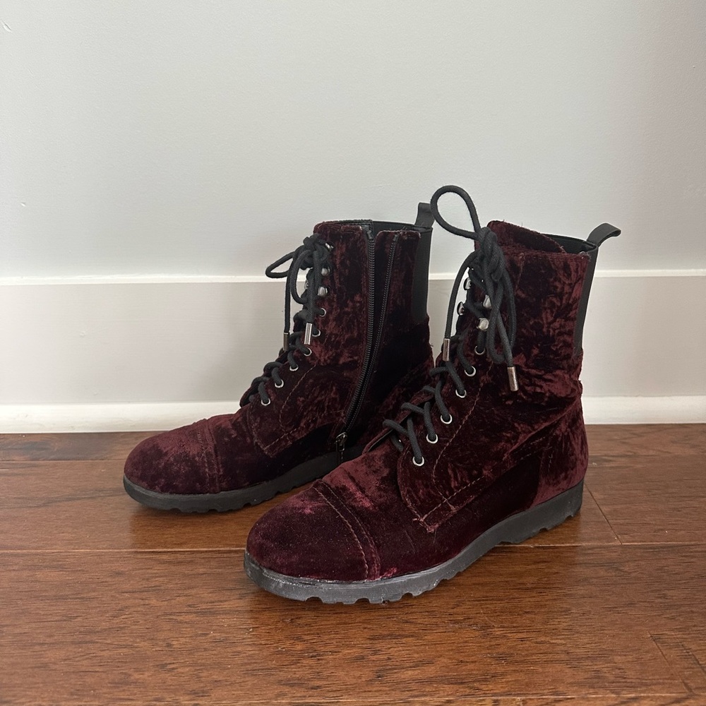Donald Pliner Velvet Combat Boots